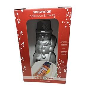 NEW Nordic Ware Snowman Cake Pan Kit Christmas Aluminum Baking Holiday